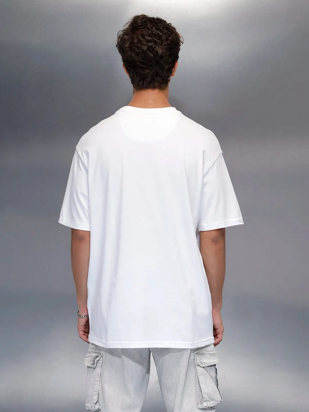 Men's casual graphic print oversize t-shirt | White sold by Wrogn product image thumbnail 5