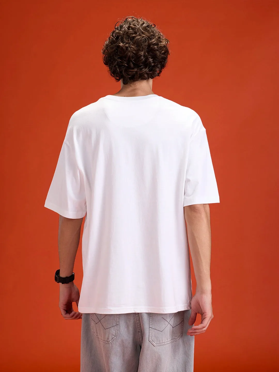 Men's casual graphic print oversize t-shirt | White sold by Wrogn product image thumbnail 2