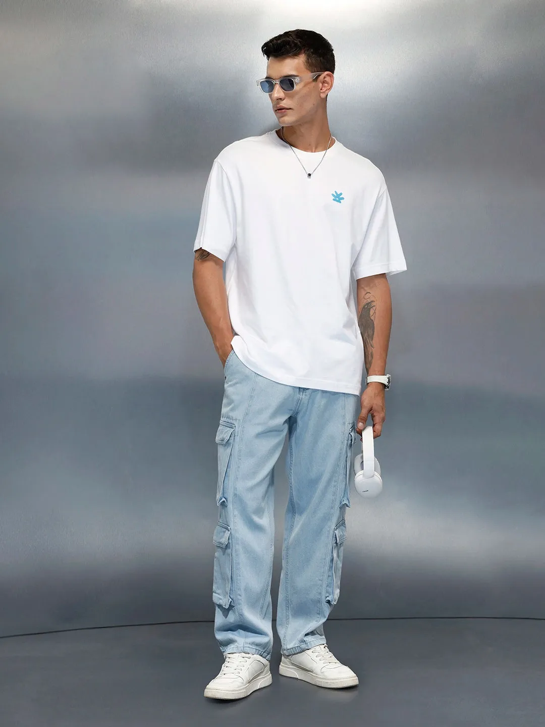 Men's Casual Back Graphic Pritned Oevrsized Fit T-Shirt | White sold by Wrogn product image thumbnail 2