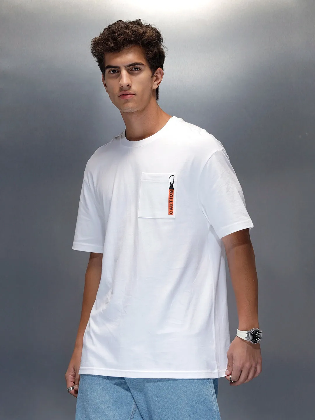 Men's Oversized Pocket Printed Graphic T-shirt | White sold by Wrogn product image thumbnail 4