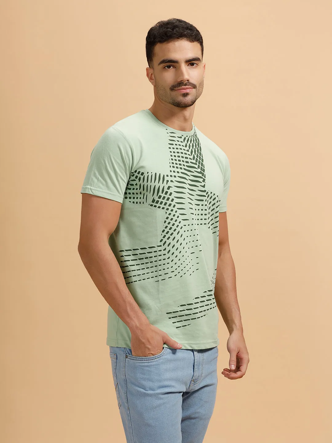 Solid Regular Fit T-Shirt | Light Green sold by Wrogn product image thumbnail 4