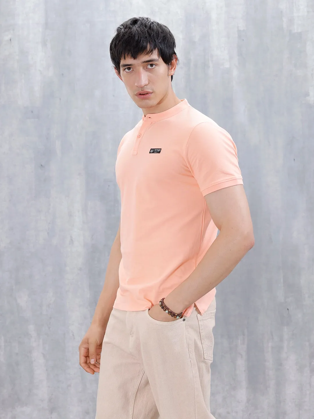 Wrogn Men's Henley T-Shirt | Orange sold by Wrogn product image thumbnail 4