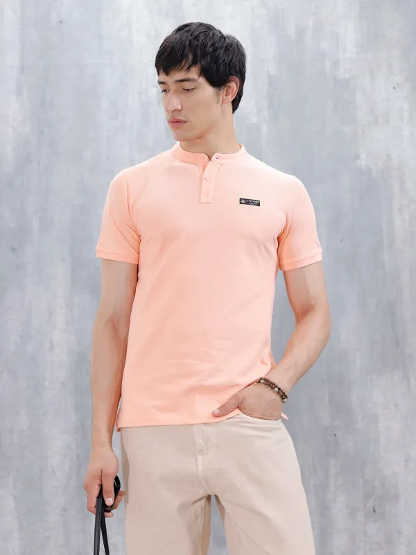 Wrogn Men's Henley T-Shirt | Orange sold by Wrogn