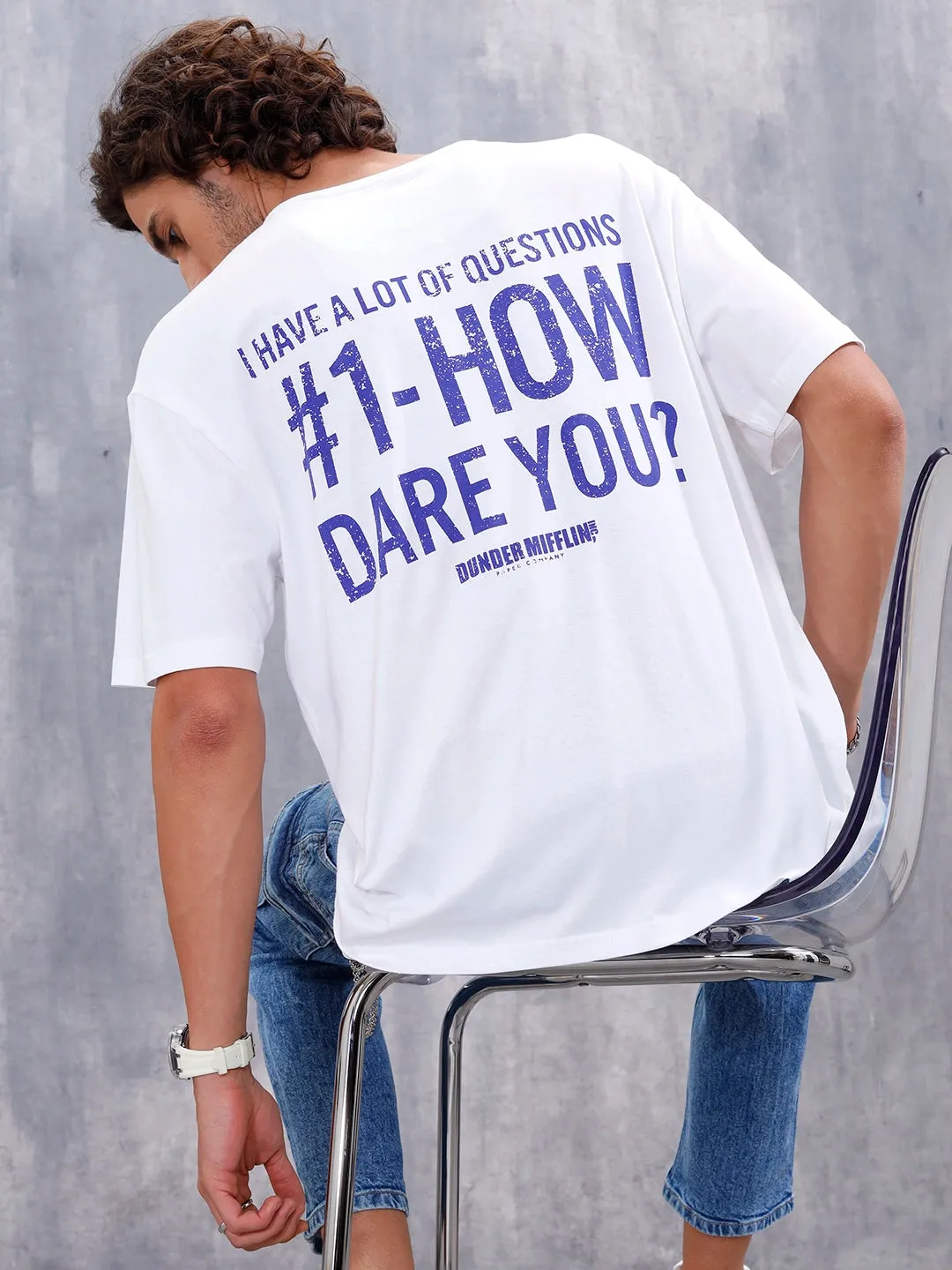 Casual Men Oversized Fit Tee With Graphic | White sold by Wrogn