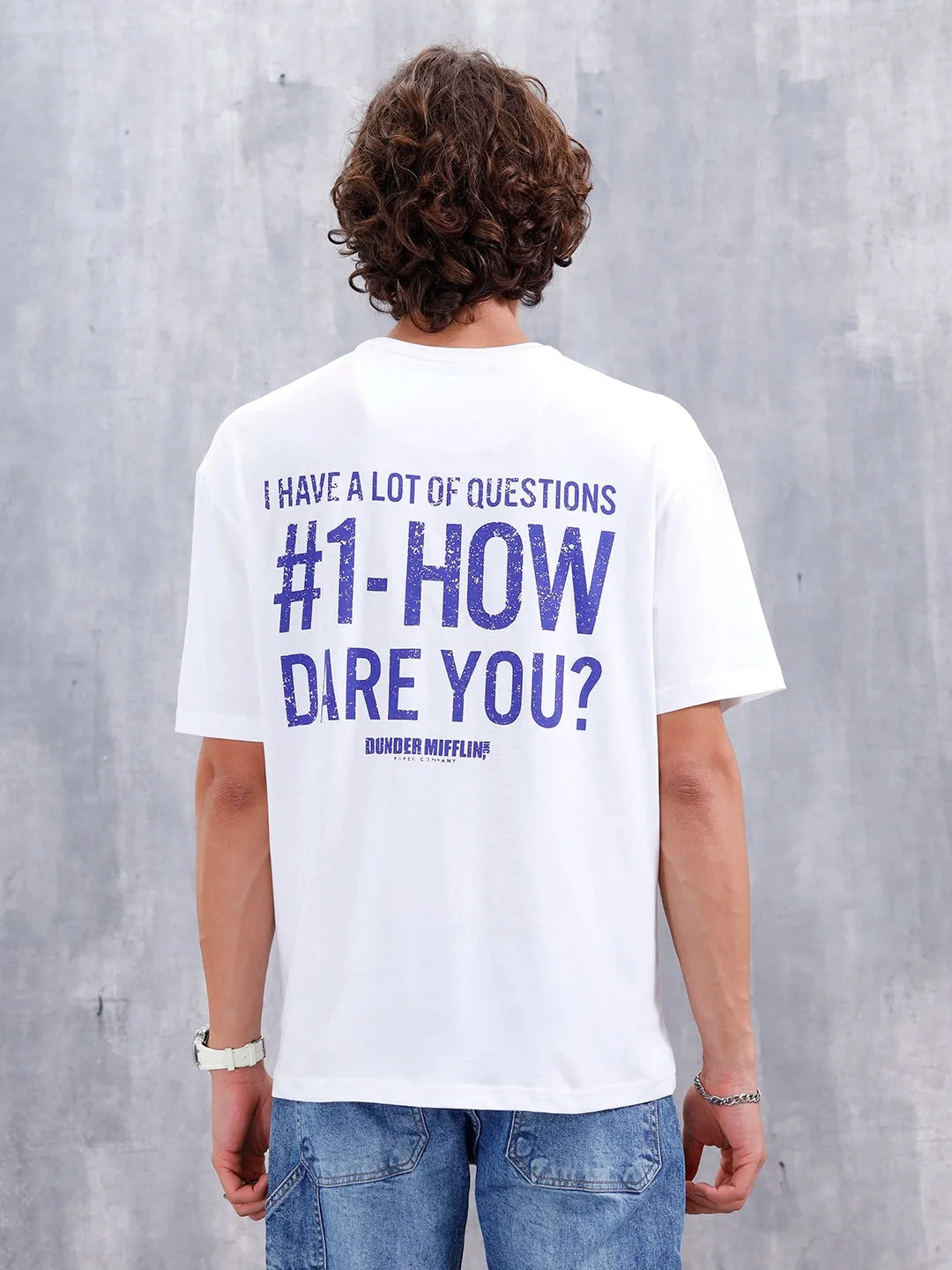 Casual Men Oversized Fit Tee With Graphic | White sold by Wrogn product image thumbnail 3