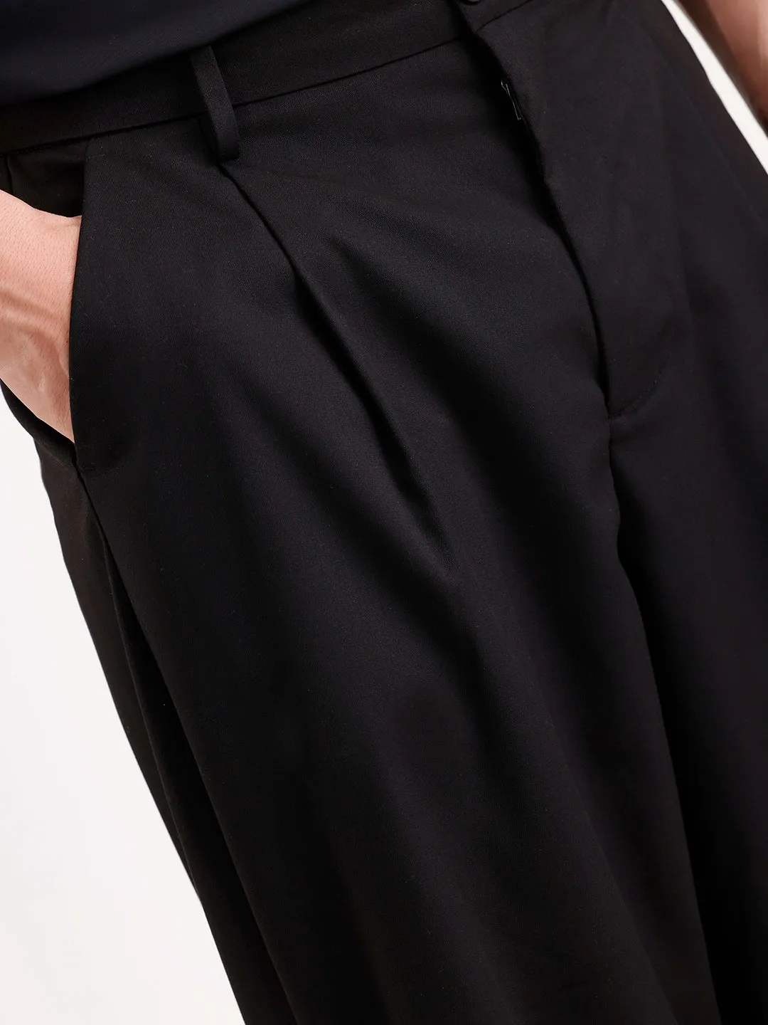 Baggy Fit Pleated Trouser | Black sold by Wrogn product image thumbnail 5