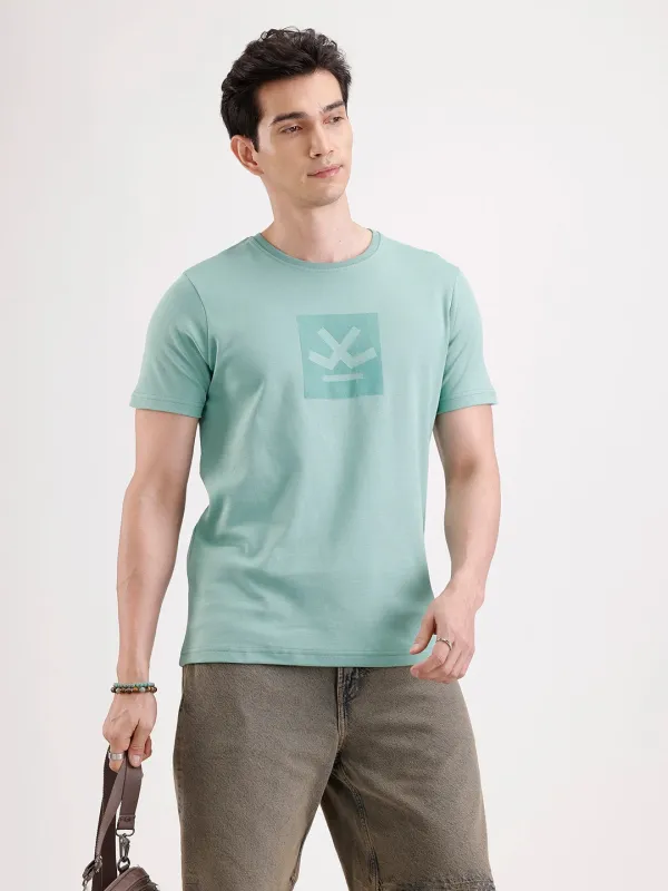 Solid Flock Printed T-Shirt  | Green made by Wrogn