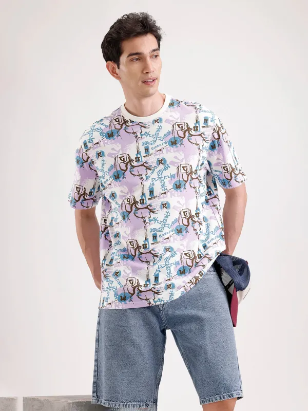 Classic Oversized AOP T-Shirt  | Off White sold by Wrogn