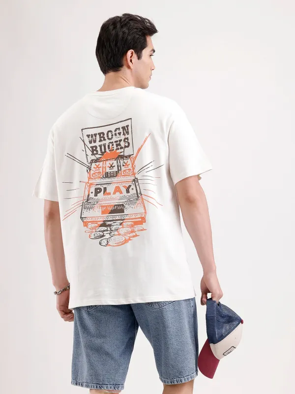 Classic Oversized Back Printed T-Shirt  | Beige sold by Wrogn