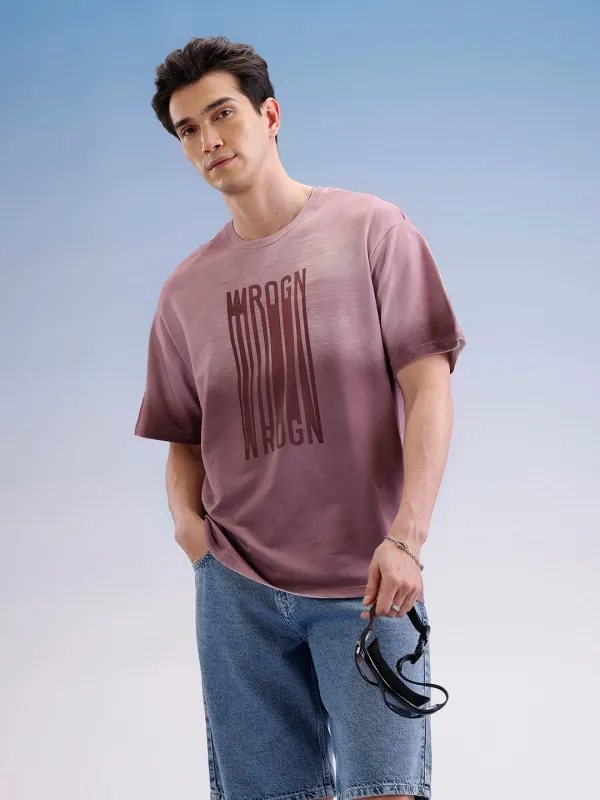 Oversized Gradient Printed T-Shirt  | Maroon made by Wrogn