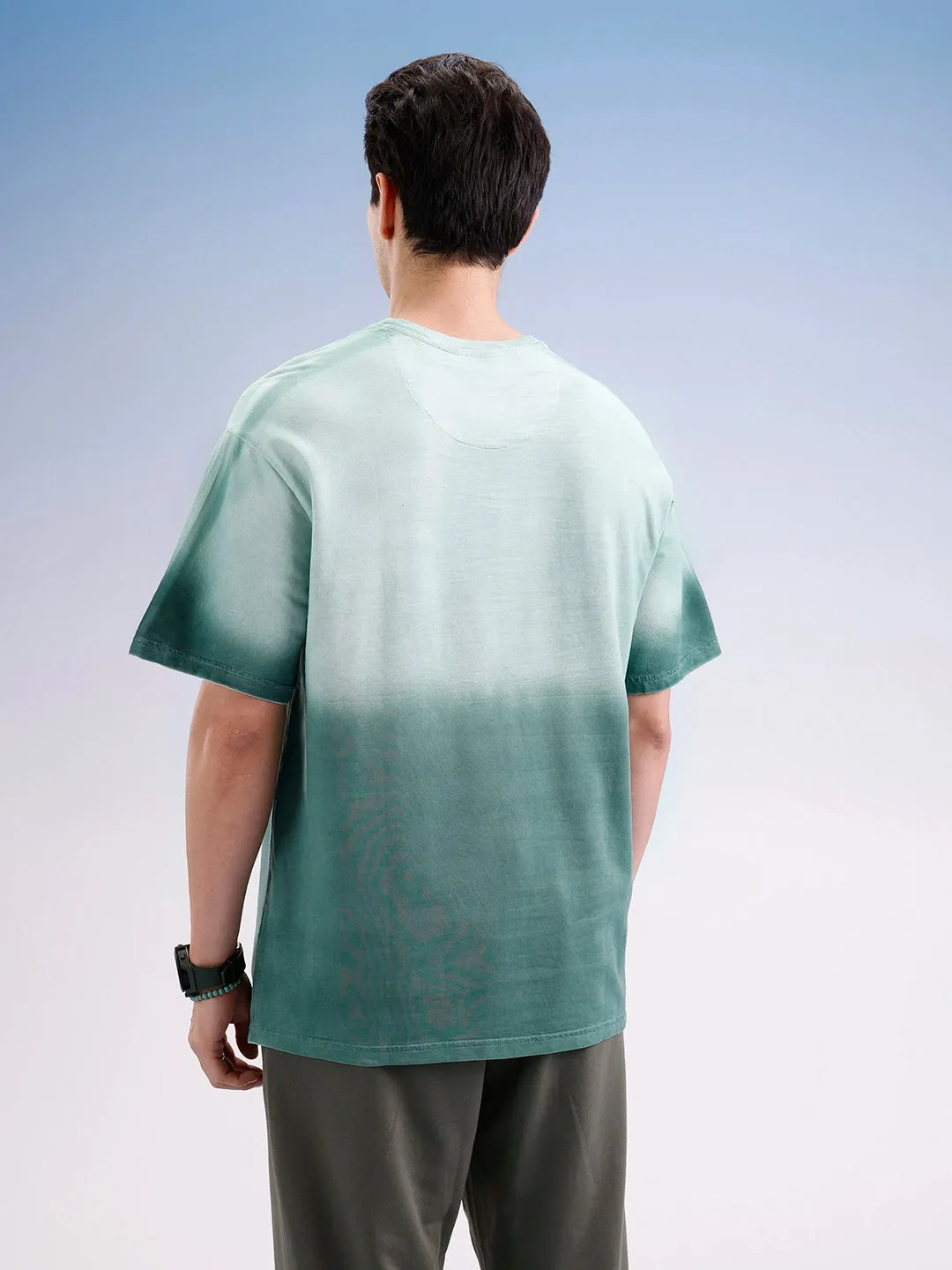 Oversized Gradient Printed T-Shirt | Green sold by Wrogn product image thumbnail 3