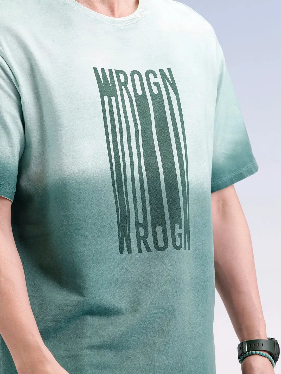 Oversized Gradient Printed T-Shirt | Green sold by Wrogn product image thumbnail 5