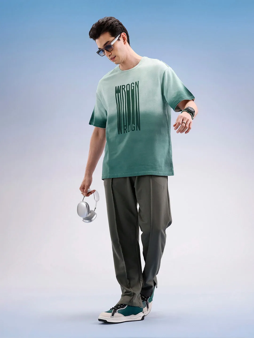 Oversized Gradient Printed T-Shirt | Green sold by Wrogn product image thumbnail 2