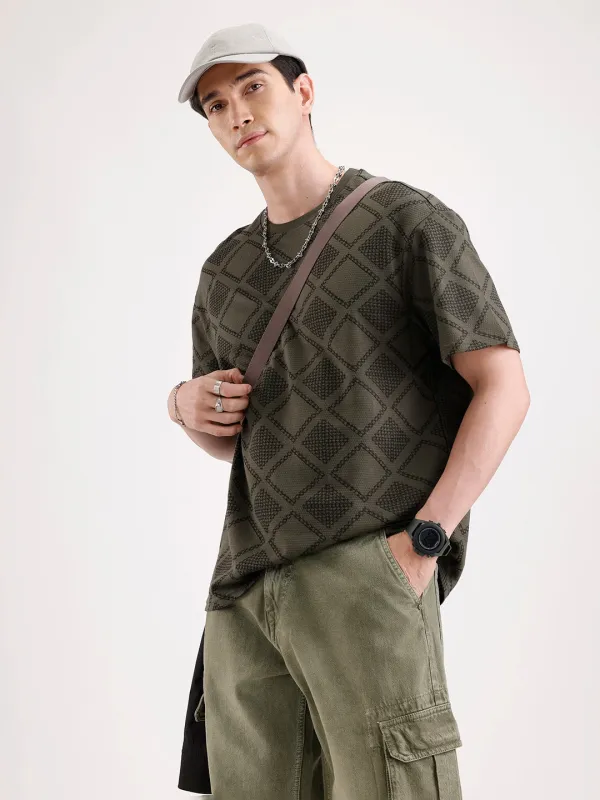 Classic Oversized AOP T-Shirt  | Olive sold by Wrogn