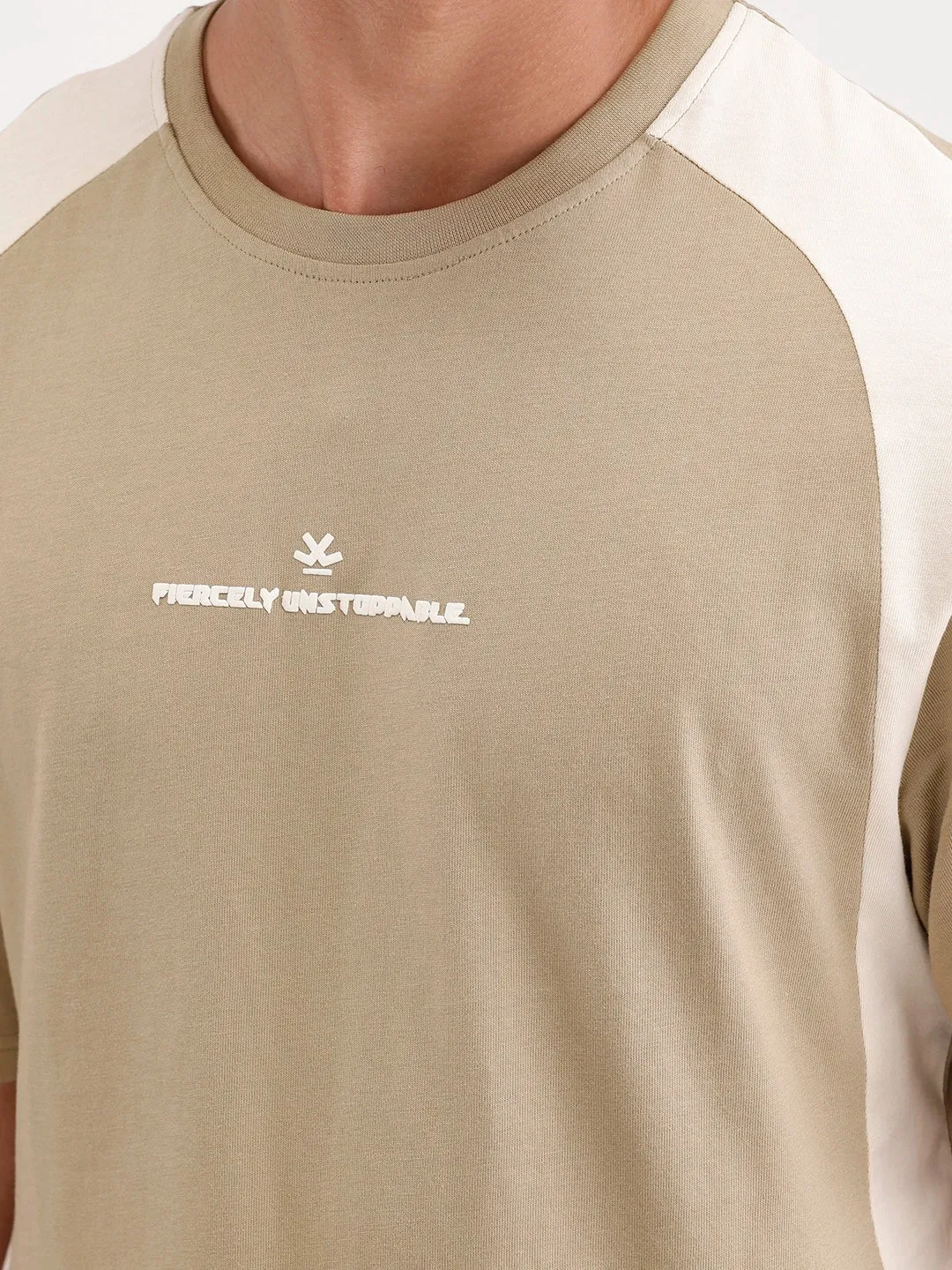 Oversized Cut & Sew T-Shirt | Khaki sold by Wrogn product image thumbnail 5