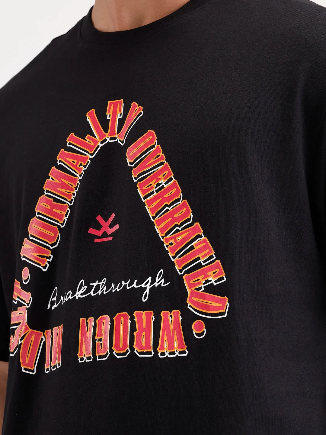 Oversized Placement Printed T-Shirt | Black sold by Wrogn product image thumbnail 5