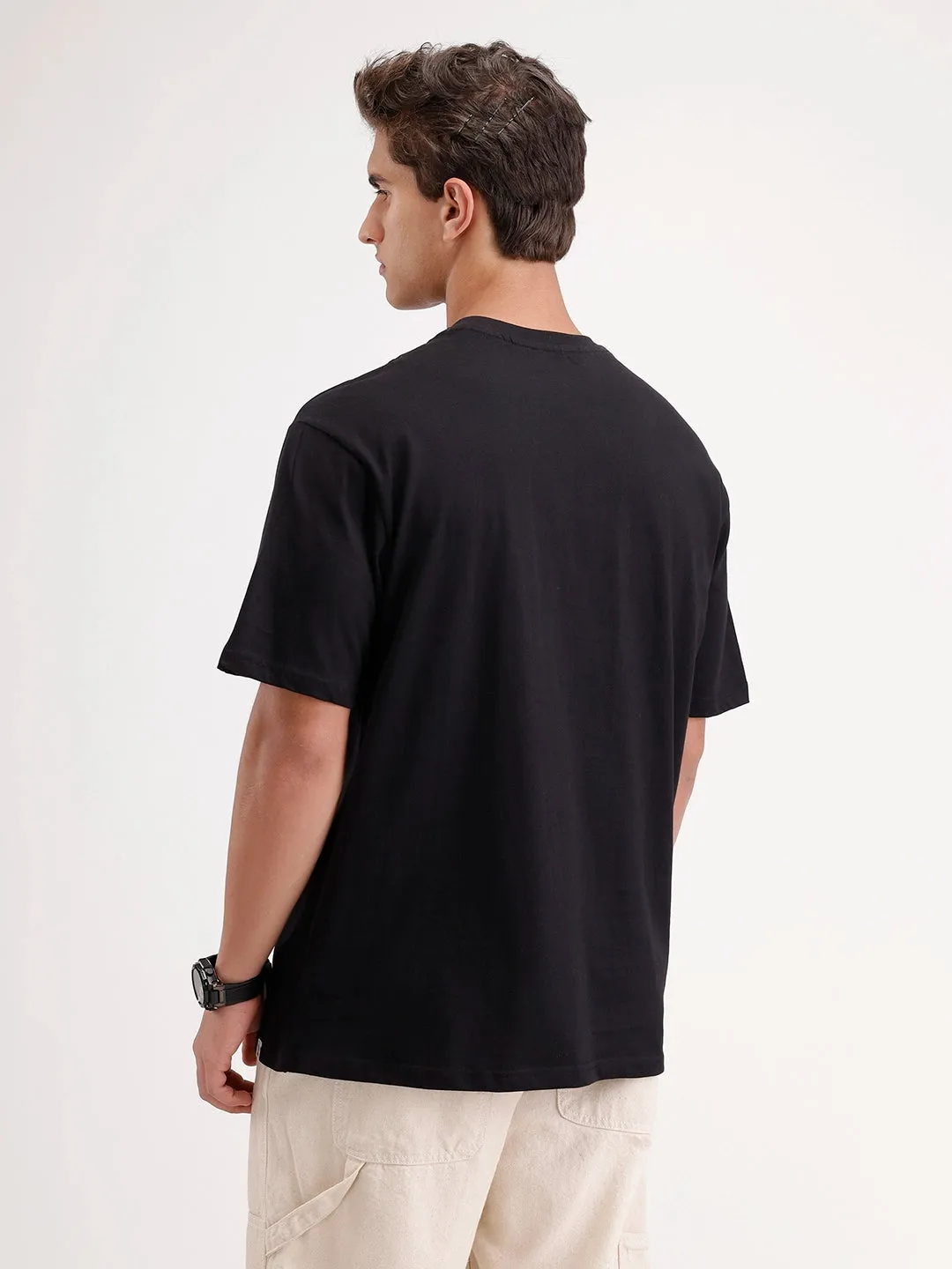 Oversized Placement Printed T-Shirt | Black sold by Wrogn product image thumbnail 3