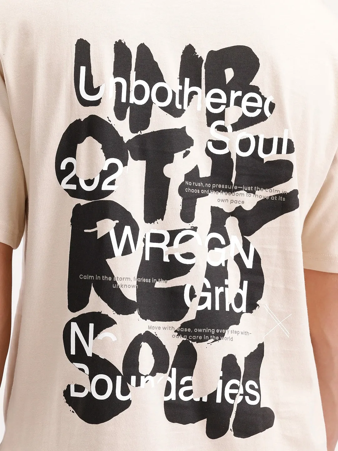Oversized Fit Back Printed T-Shirt | Beige sold by Wrogn product image thumbnail 5