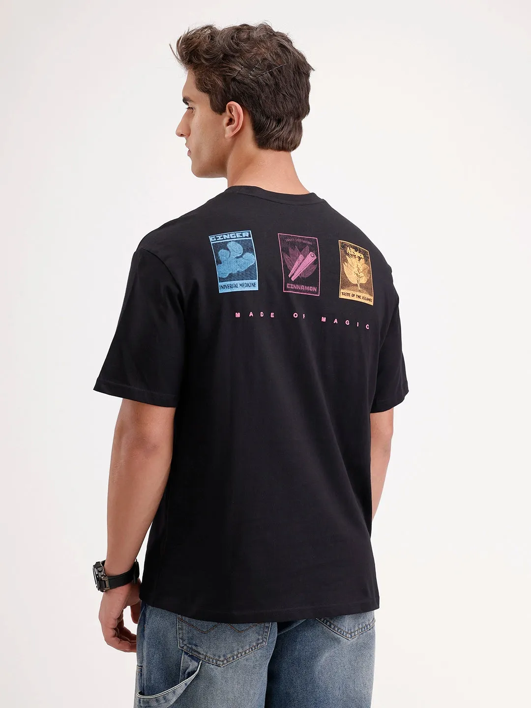 Oversized Placement Printed T-Shirt | Black sold by Wrogn product image thumbnail 3