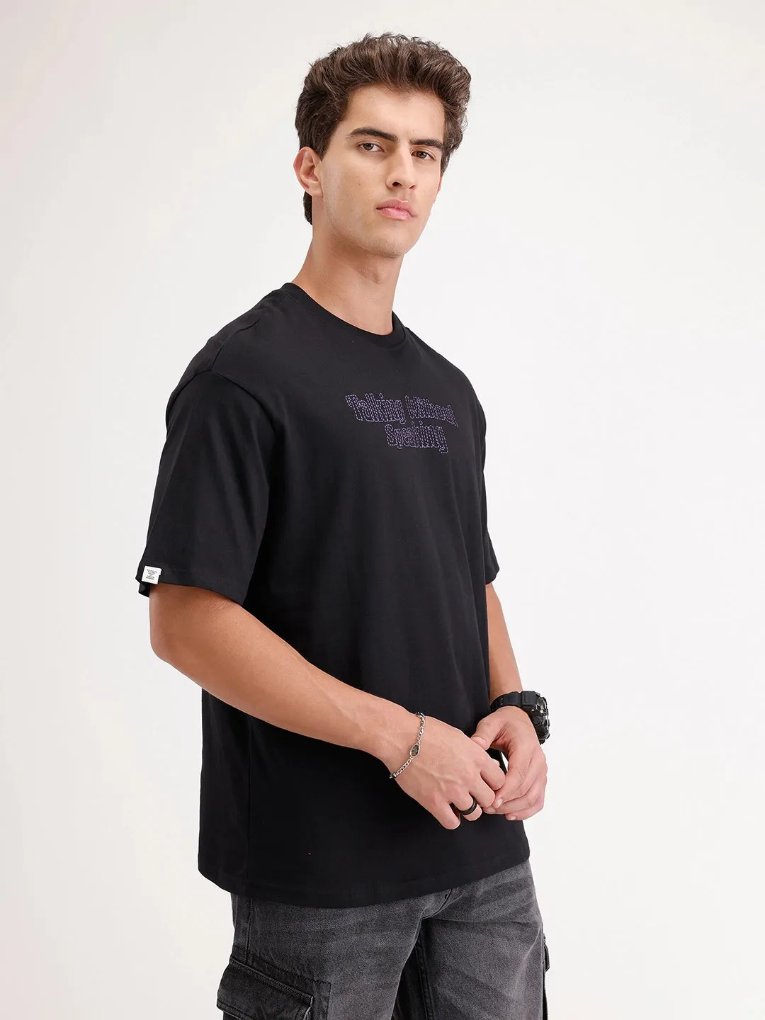 Oversized Puffer Printed T-Shirt | Black sold by Wrogn product image thumbnail 4
