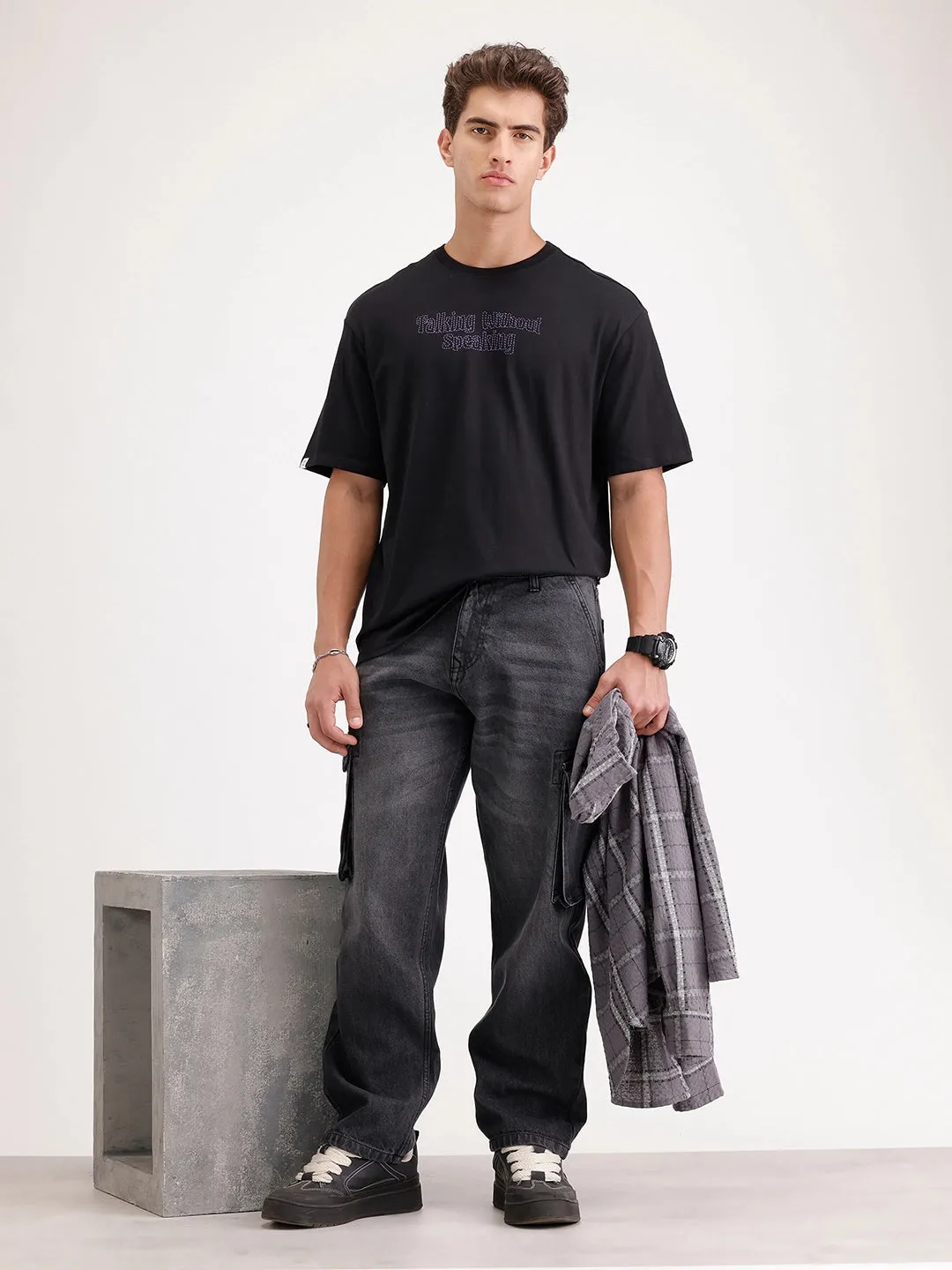 Oversized Puffer Printed T-Shirt | Black sold by Wrogn product image thumbnail 2