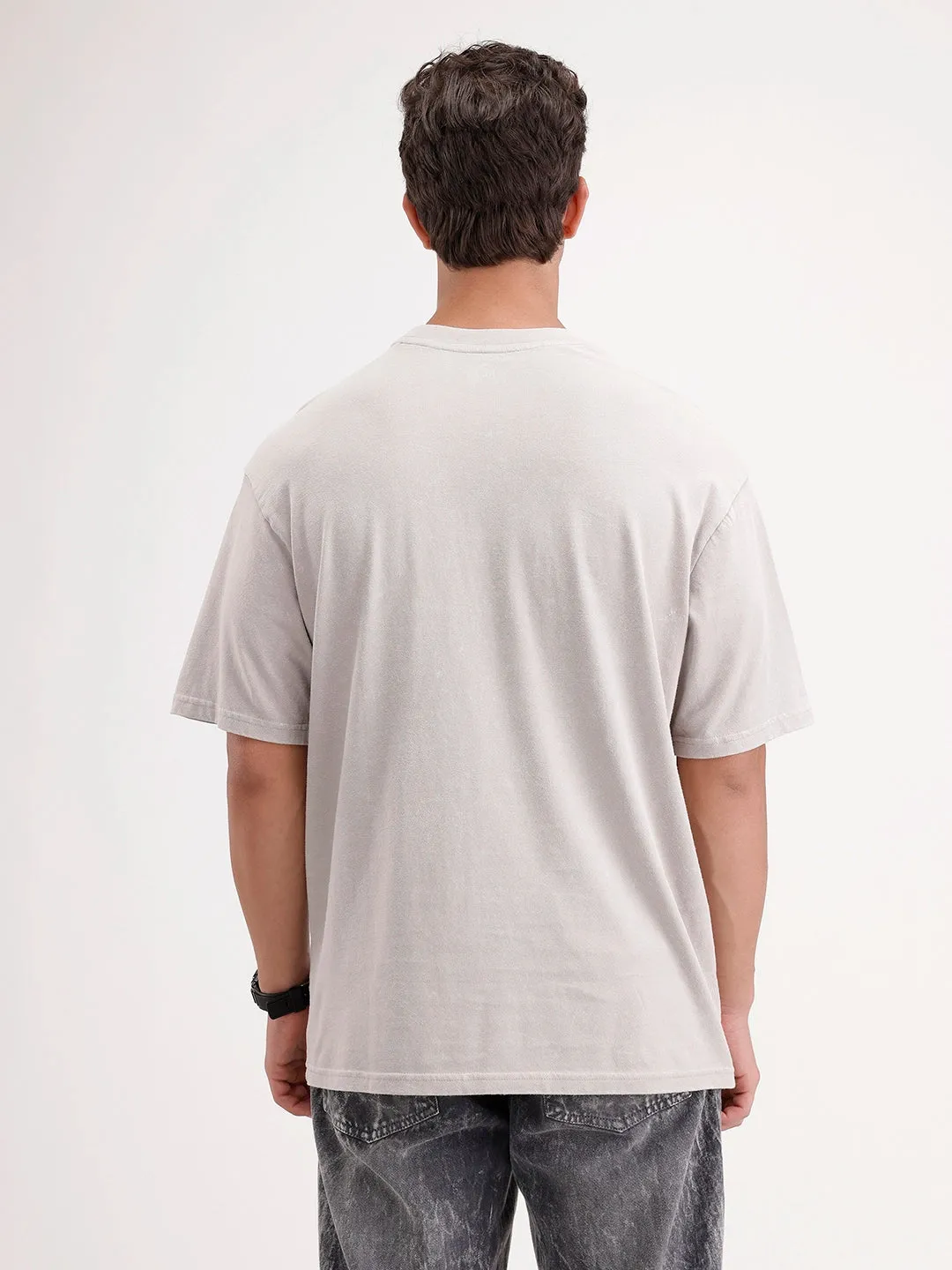 Oversized Placement Printed T-Shirt | Grey sold by Wrogn product image thumbnail 3
