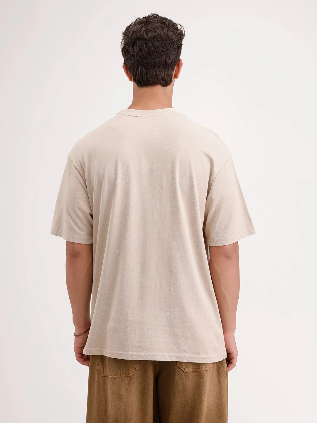 Oversized Placement Printed T-Shirt | Beige sold by Wrogn product image thumbnail 3