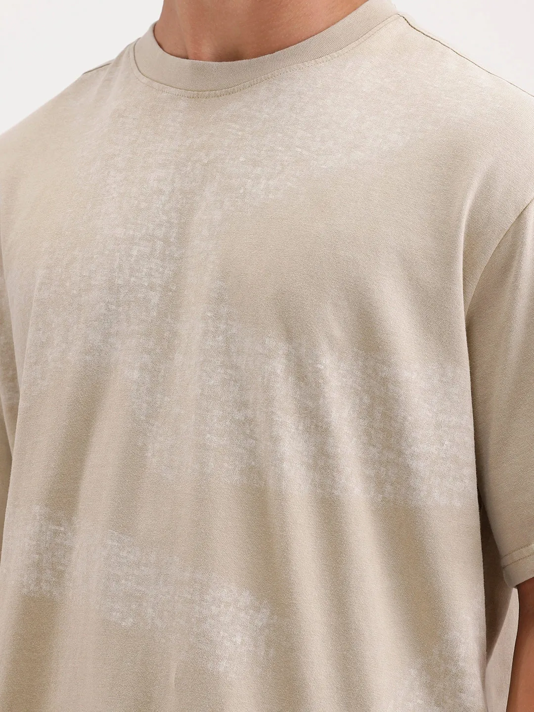 Oversized Placement Printed T-Shirt | Khaki sold by Wrogn product image thumbnail 5