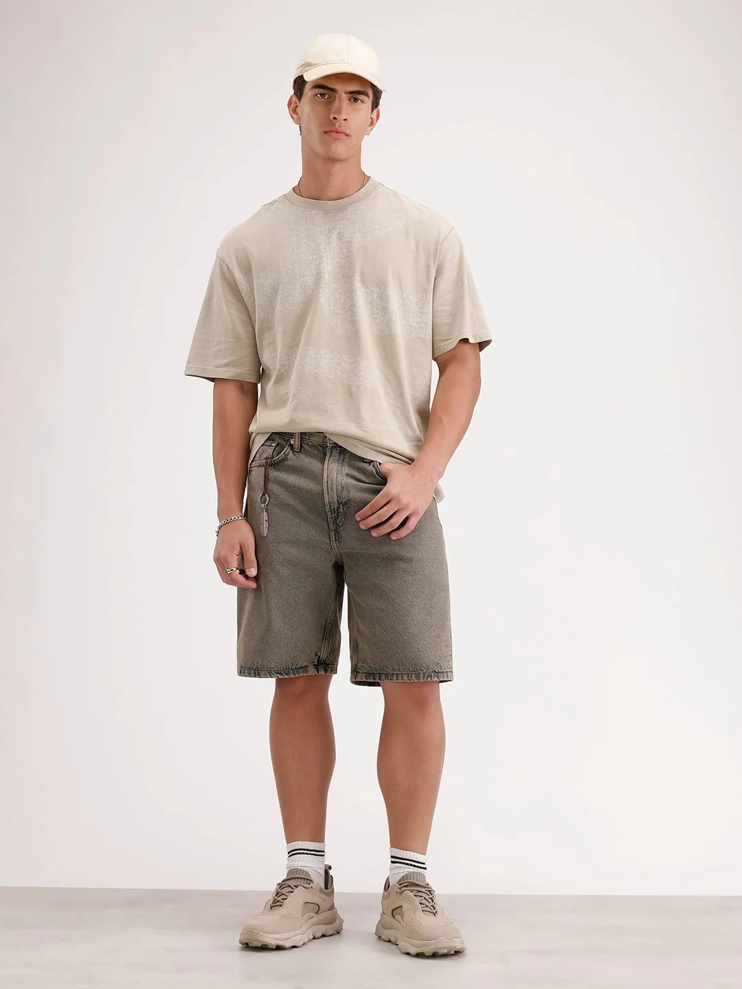 Oversized Placement Printed T-Shirt | Khaki sold by Wrogn product image thumbnail 2