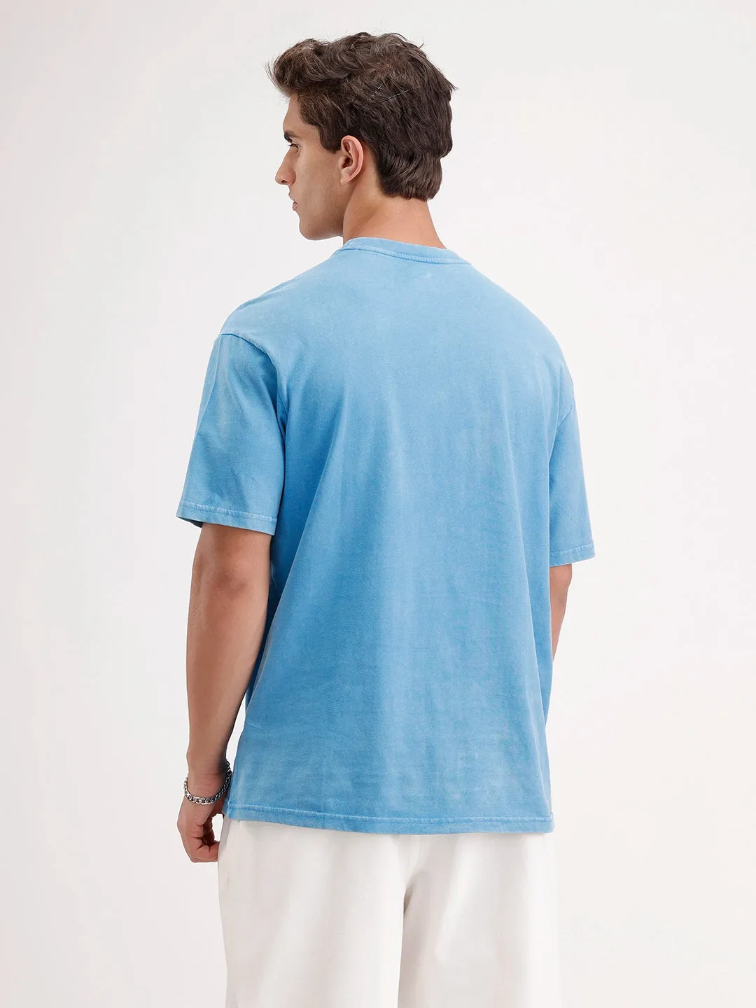 Oversized Placement Printed T-Shirt | Blue sold by Wrogn product image thumbnail 3