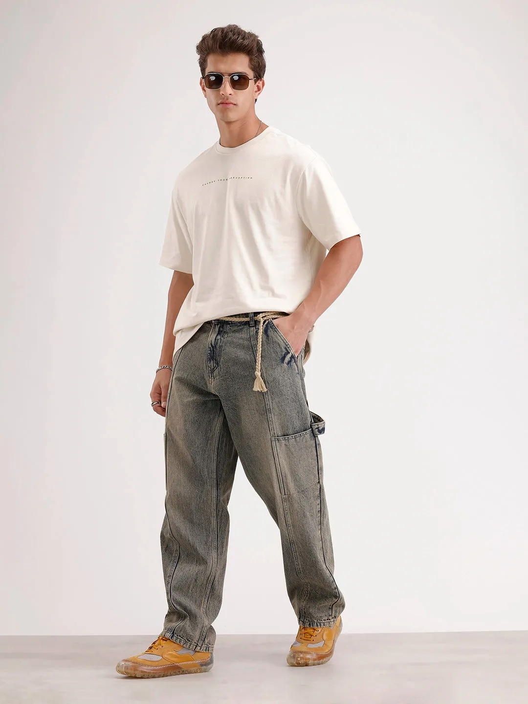 Oversized Fit Back Printed T-Shirt | Beige sold by Wrogn product image thumbnail 2