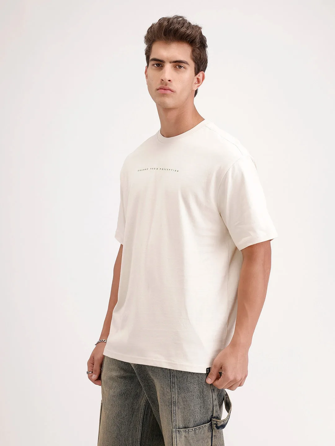 Oversized Fit Back Printed T-Shirt | Beige sold by Wrogn product image thumbnail 4