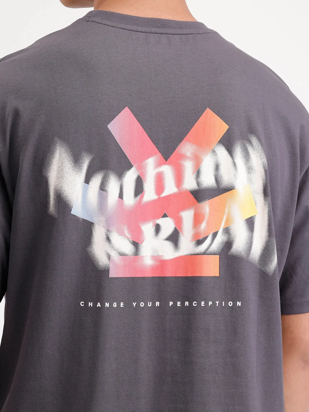 Oversized Fit Back Printed T-Shirt | Dark Grey sold by Wrogn product image thumbnail 5