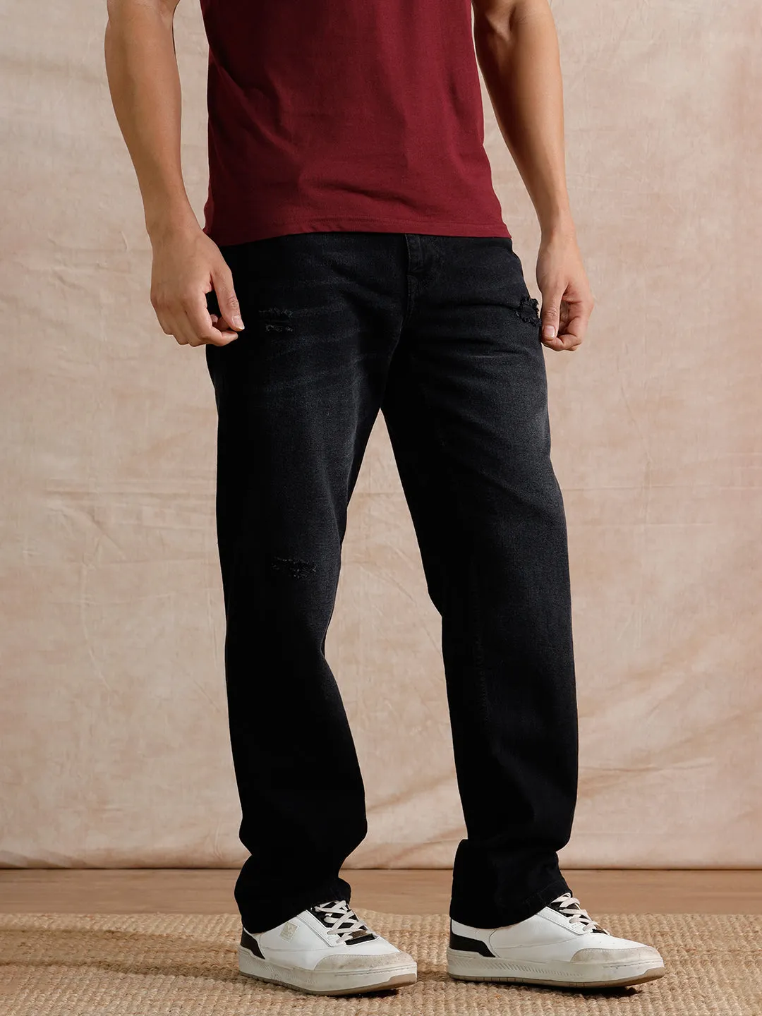 Distressed Heavy Fade Anti Fit Jeans | Dark Grey sold by Wrogn product image thumbnail 4