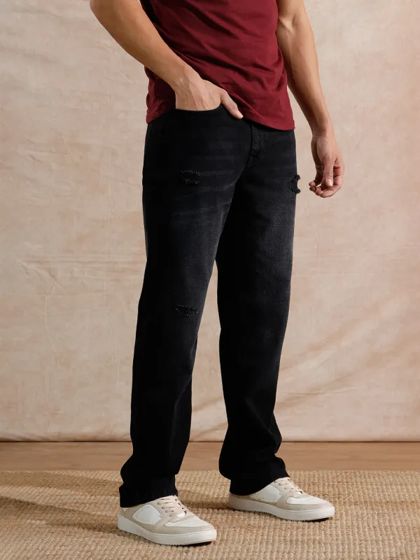 Distressed Heavy Fade Anti Fit Jeans | Dark Grey sold by Wrogn