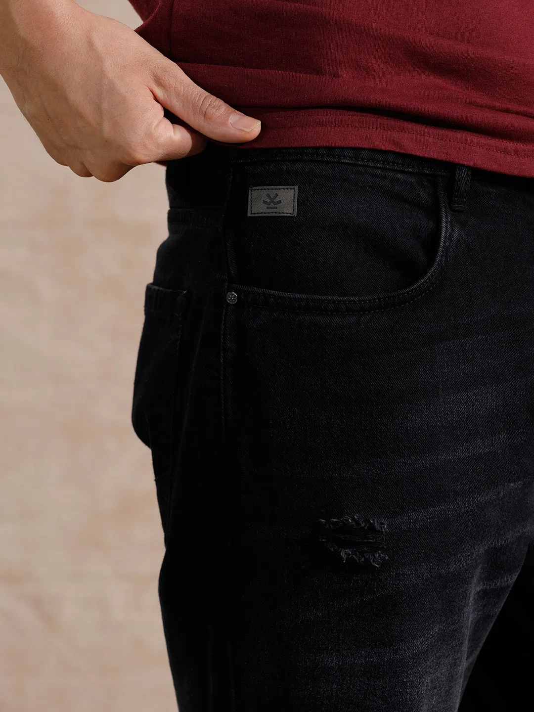 Distressed Heavy Fade Anti Fit Jeans | Dark Grey sold by Wrogn product image thumbnail 5