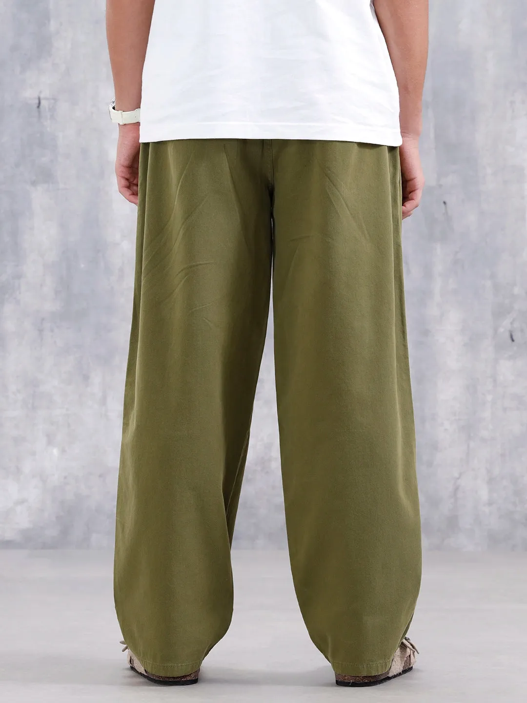 Men's Casual Loose Fit Trouser | Olive sold by Wrogn product image thumbnail 3