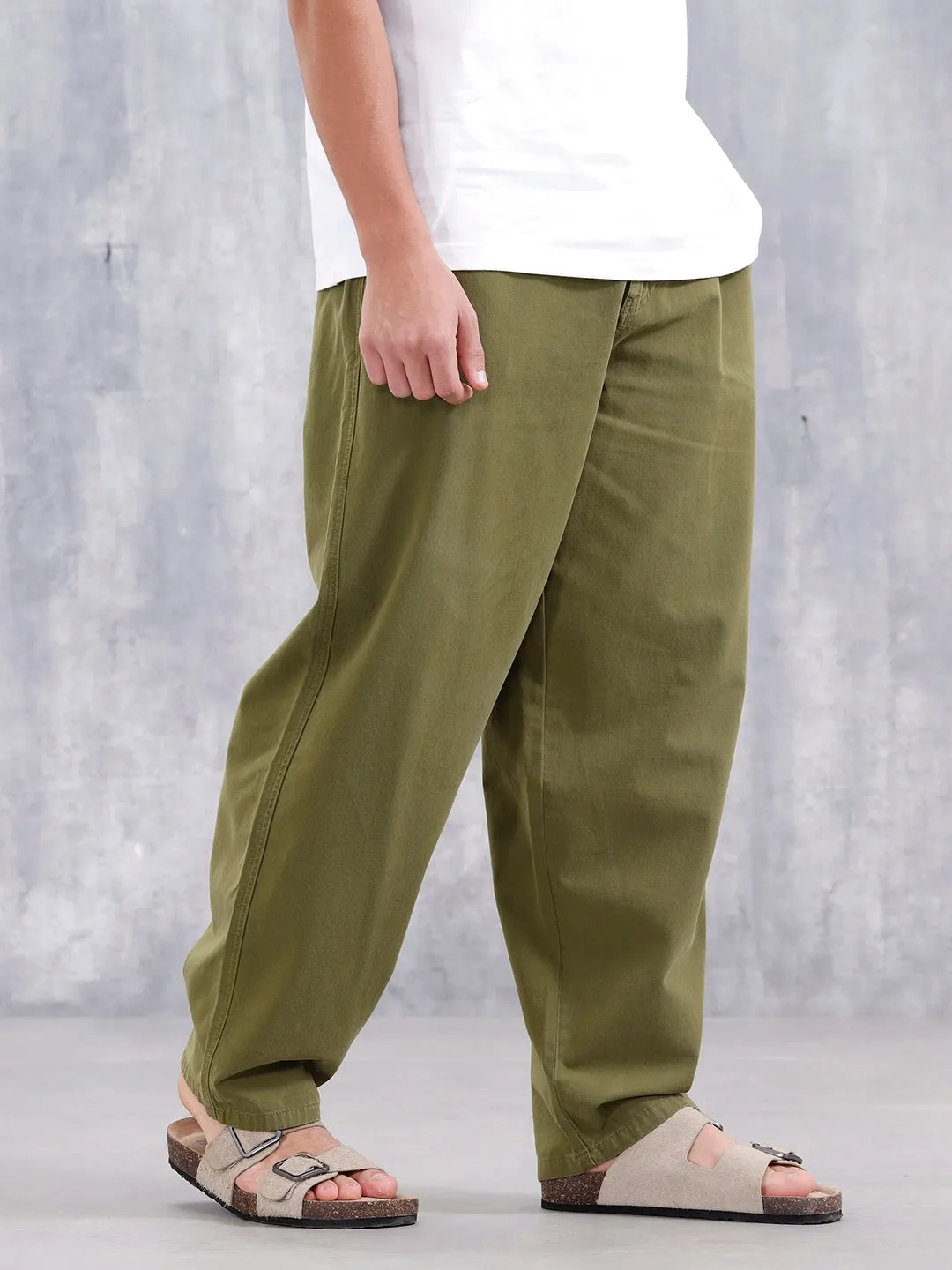 Men's Casual Loose Fit Trouser | Olive sold by Wrogn product image thumbnail 4