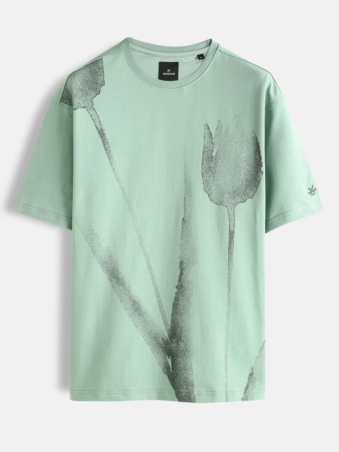 Heavy GSM Watercolour Floral Printed T-Shirt | Green sold by Wrogn