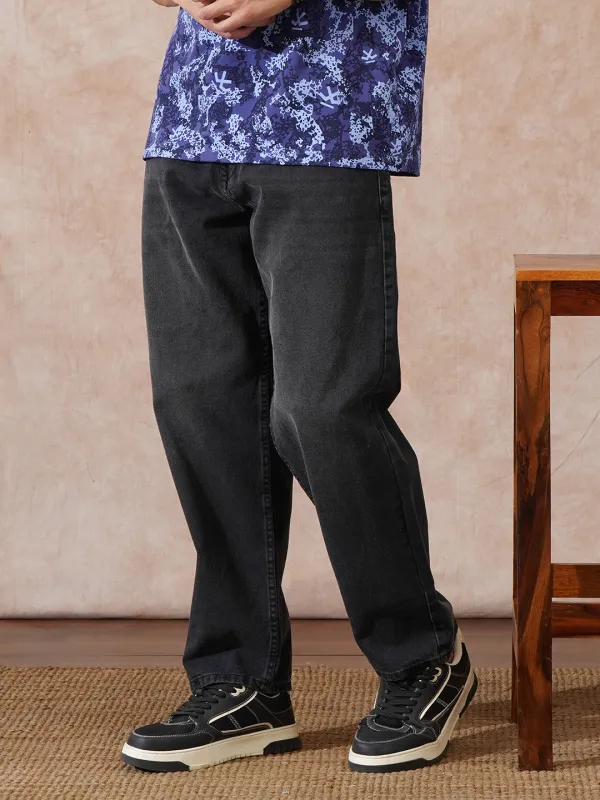 Casual Heavy Fade Loose Fit Jeans | Dark Grey sold by Wrogn