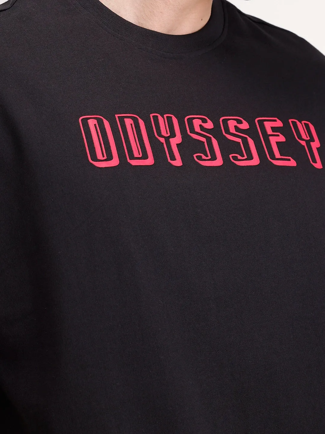 Oversized Placement Printed T-Shirt | Black sold by Wrogn product image thumbnail 5