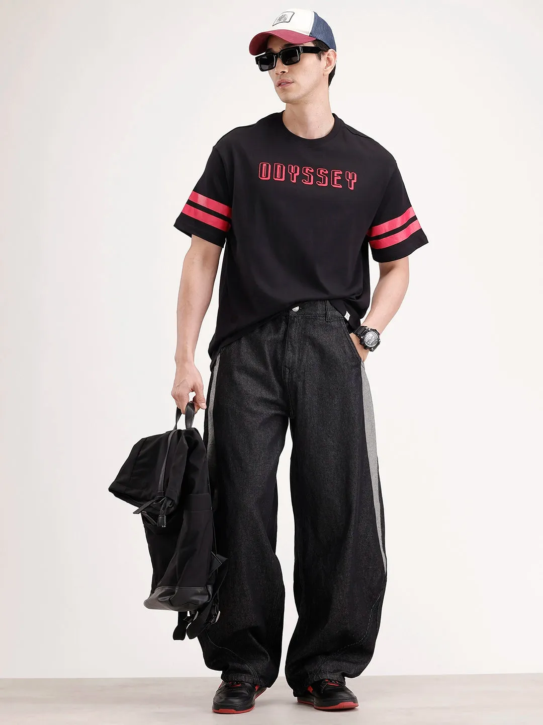 Oversized Placement Printed T-Shirt | Black sold by Wrogn product image thumbnail 2