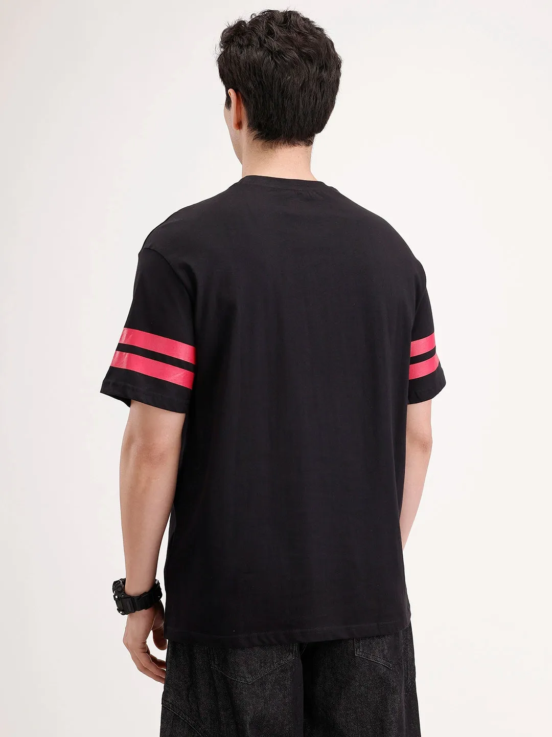 Oversized Placement Printed T-Shirt | Black sold by Wrogn product image thumbnail 3