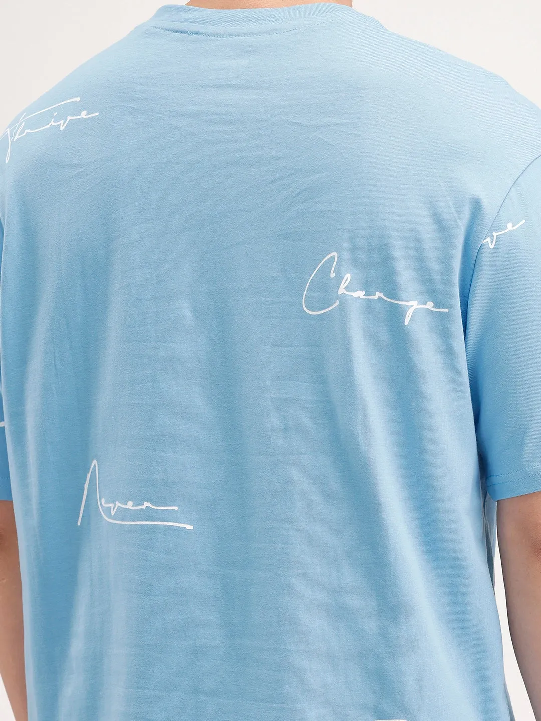 Oversized Placement Printed T-Shirt | Blue sold by Wrogn product image thumbnail 5