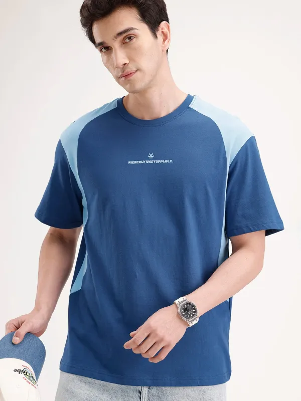 Oversized Cut & Sew T-Shirt | Dark Blue sold by Wrogn