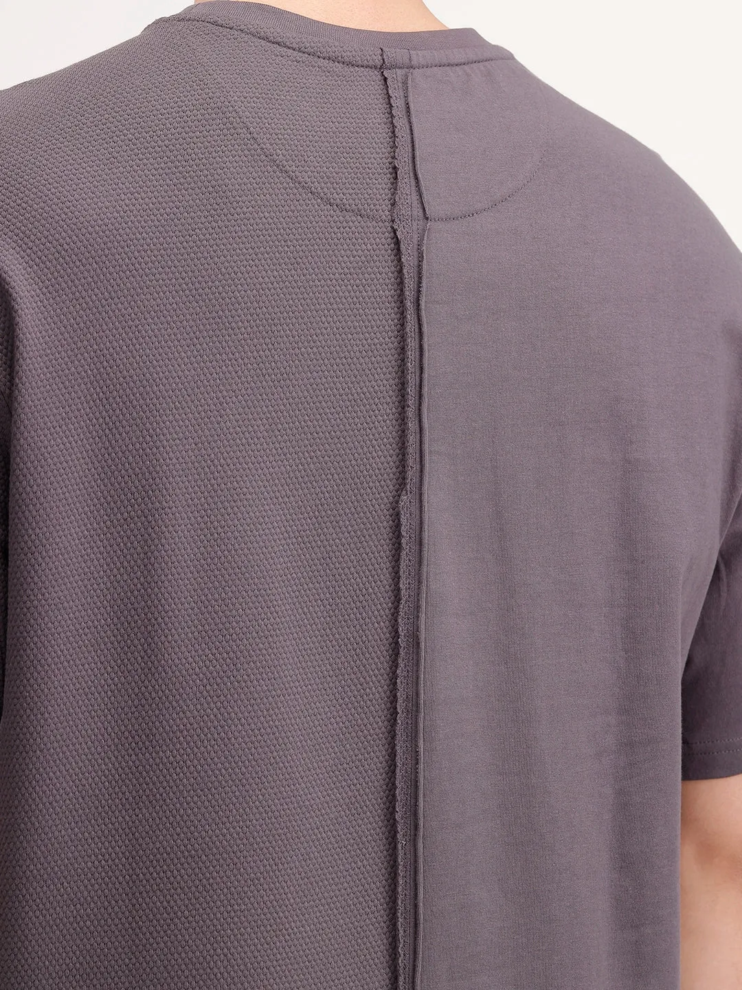 Oversized Textured Cut & Sew T-Shirt | Dark Grey sold by Wrogn product image thumbnail 5