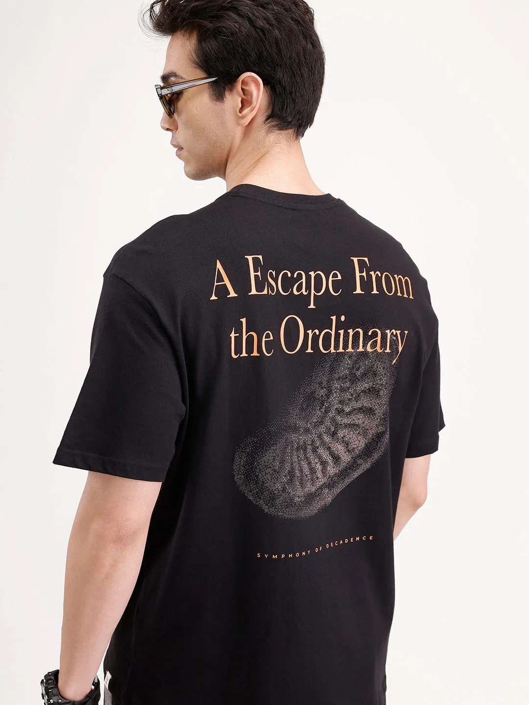 Oversized Back Printed T-shirt | Black sold by Wrogn