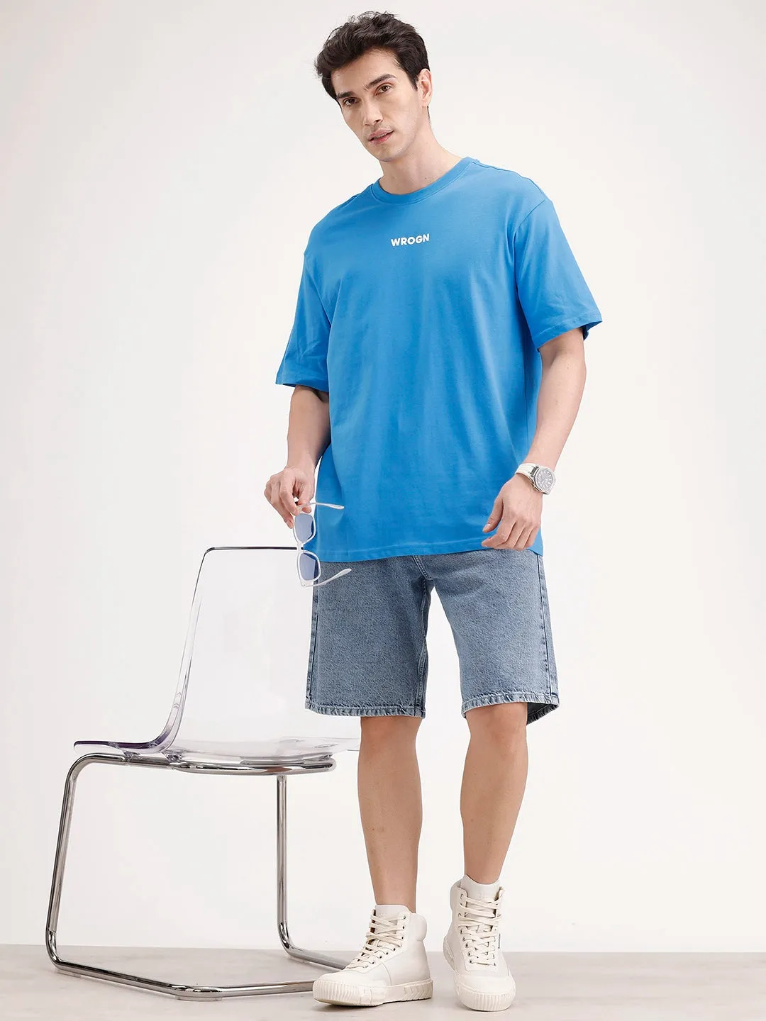 Oversized Back Printed T-shirt | Blue sold by Wrogn product image thumbnail 2