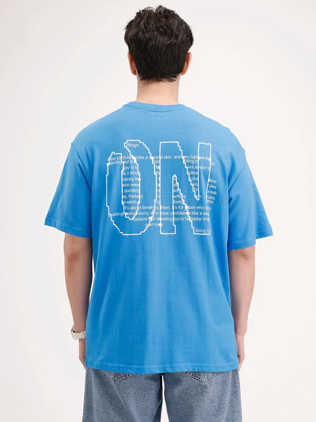 Oversized Back Printed T-shirt | Blue sold by Wrogn product image thumbnail 3