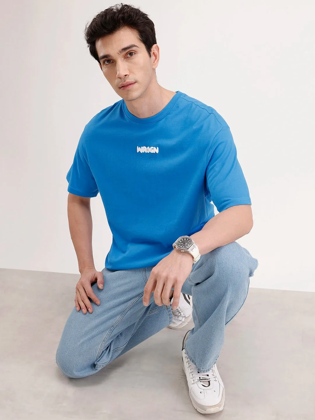 Oversized Back Printed T-shirt | Blue sold by Wrogn product image thumbnail 2